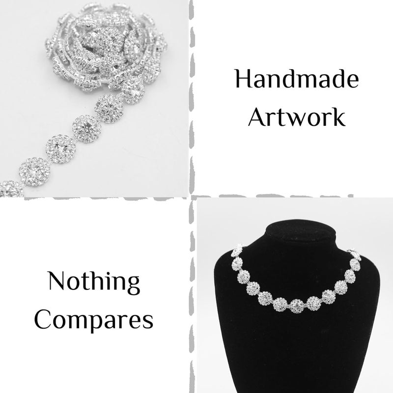 PEARLY JUN 1 Yard Rhinestone Trim Chain Sliver Applique Stringing Ribbon DIY Jewelry Wedding Party Bracelets Craft Bridal Bouquets Embellishment Accessories - Image 4